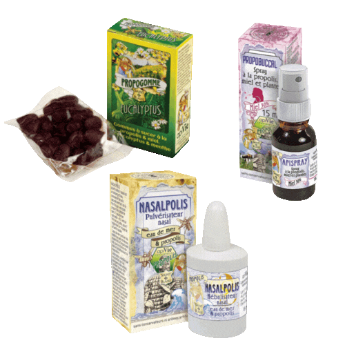 Lot promotionnel: Nasalpolis 15ml + Propobuccal 15ml + Propogomme menthe & eucalyptus 45g